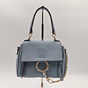 Sold :Chloé Small Faye shoulder bag in cloudy blue calfskin leather
